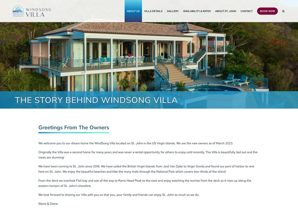 WindSong Villa About Us Page