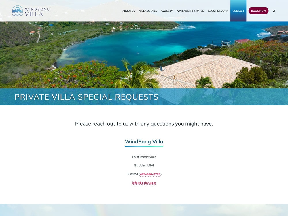 WindSong Villa Contact Page