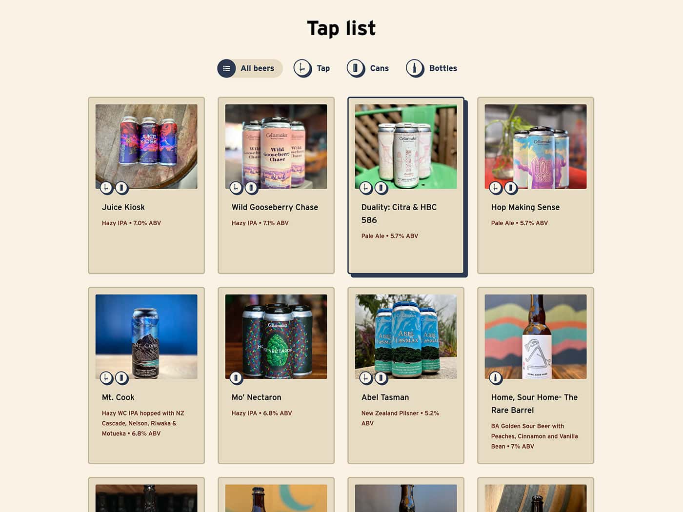 Cellarmaker Berkeley Tap List Page
