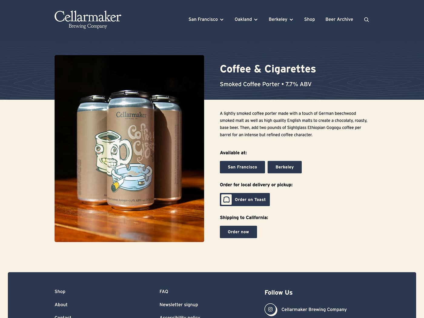 Cellarmaker Single Beer Page