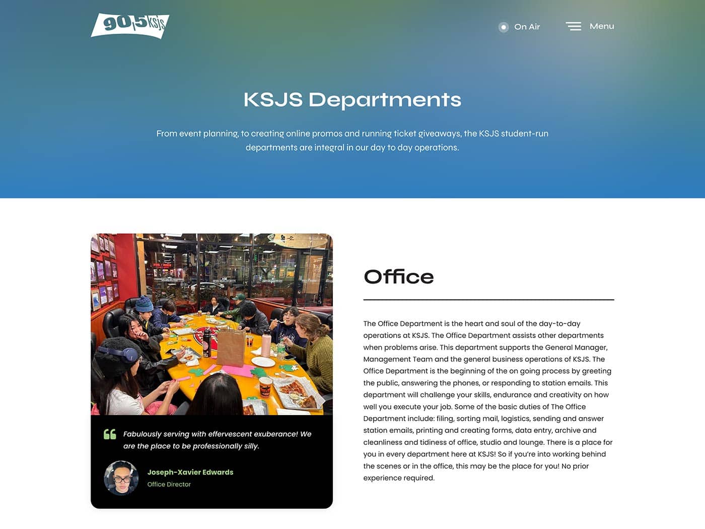 KSJS 90.5 FM Departments Page 1
