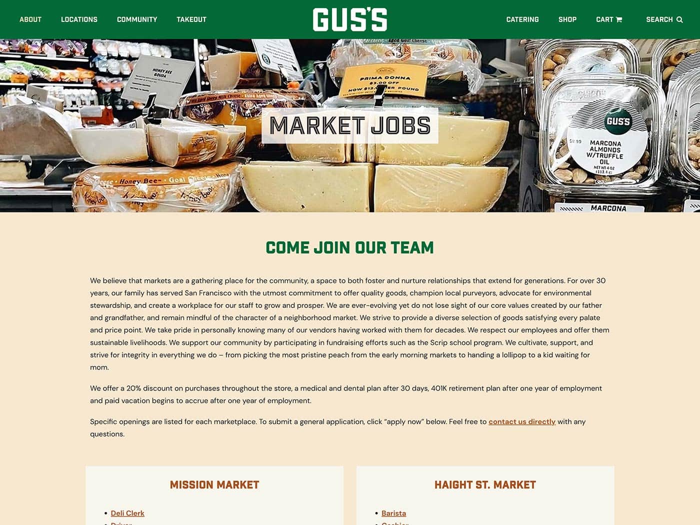 Gus's Community Market Market Jobs Page