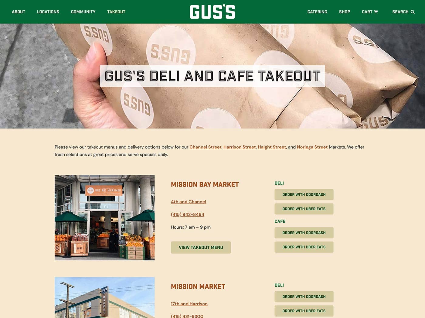 Gus's Community Market Takeout Page