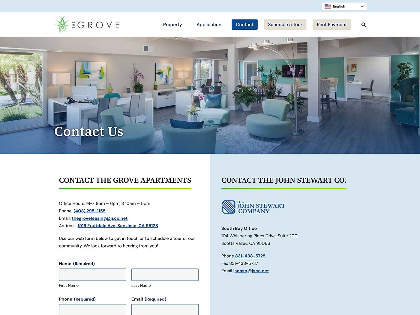 JSCO The Grove Contact Page