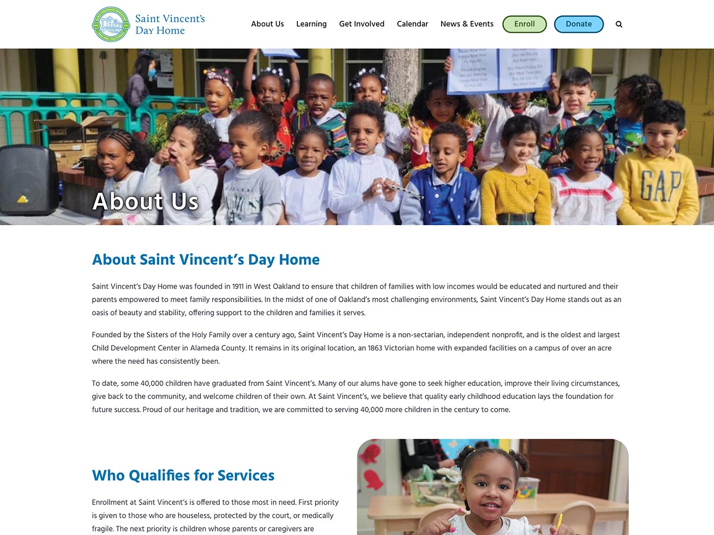 Saint Vincent's Day Home About Us Page
