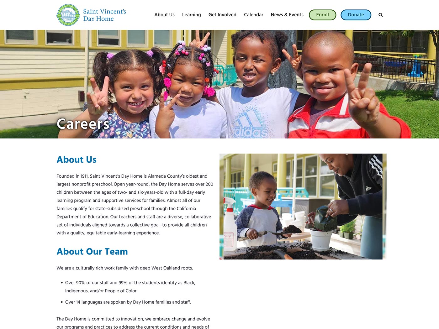 Saint Vincent's Day Home Careers Page