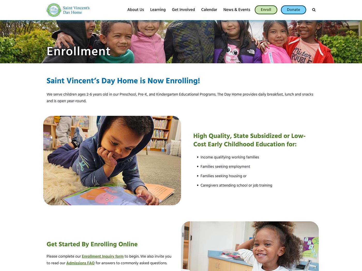 Saint Vincent's Day Home Enrollment Page