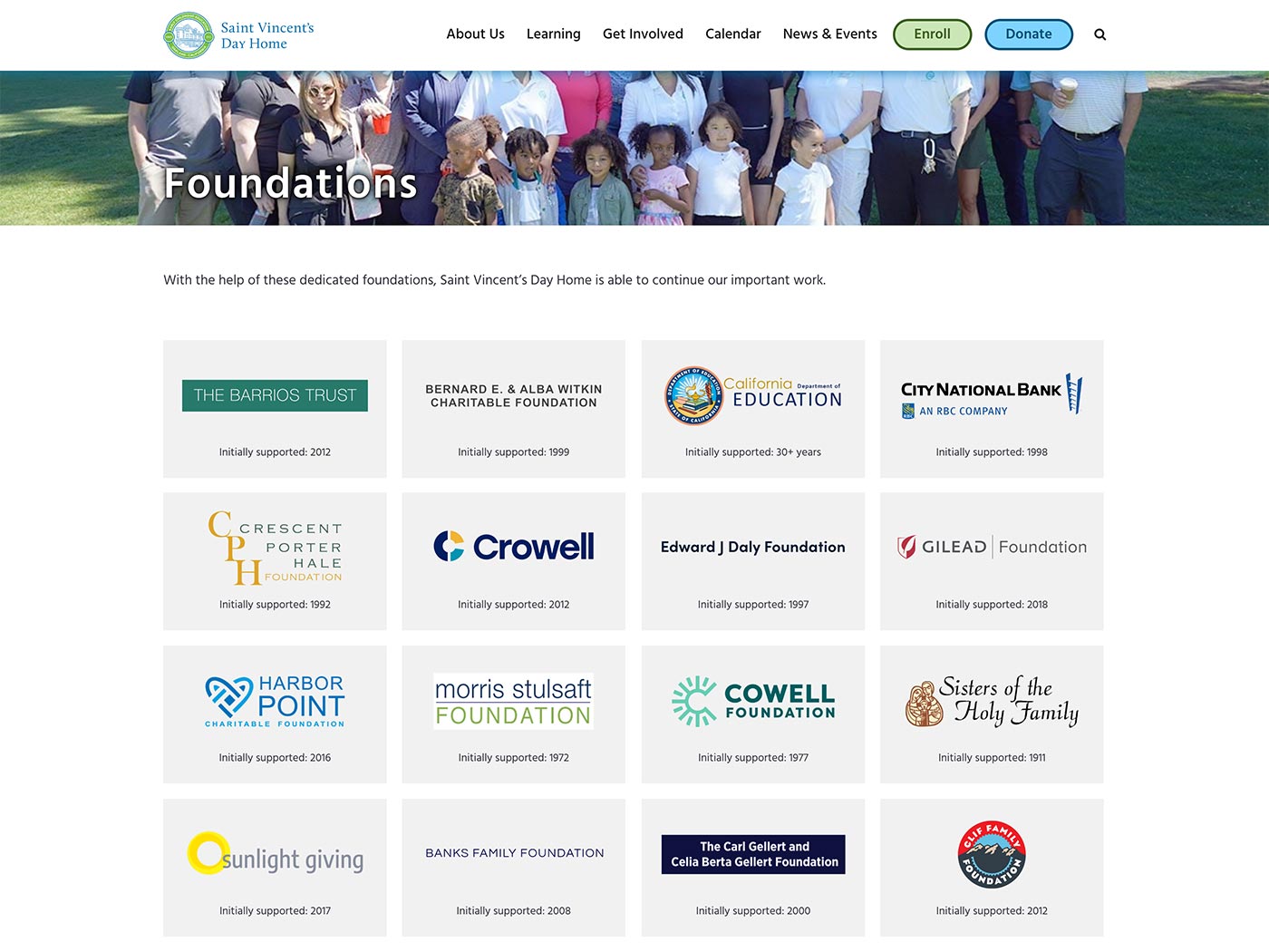 Saint Vincent's Day Home Foundations Page