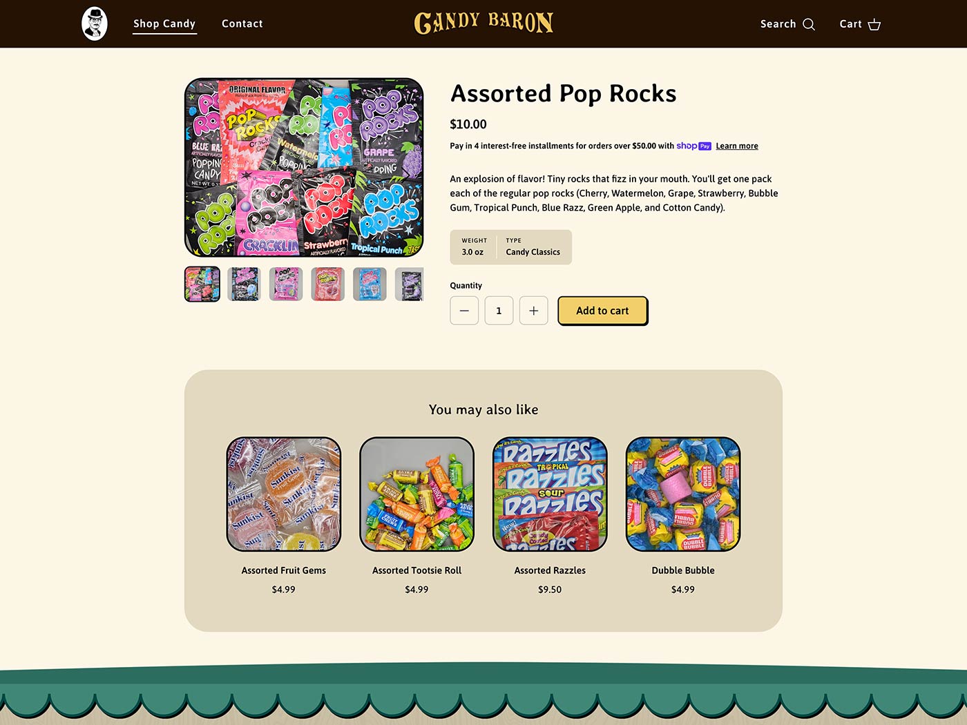 The Candy Baron Single Product Page