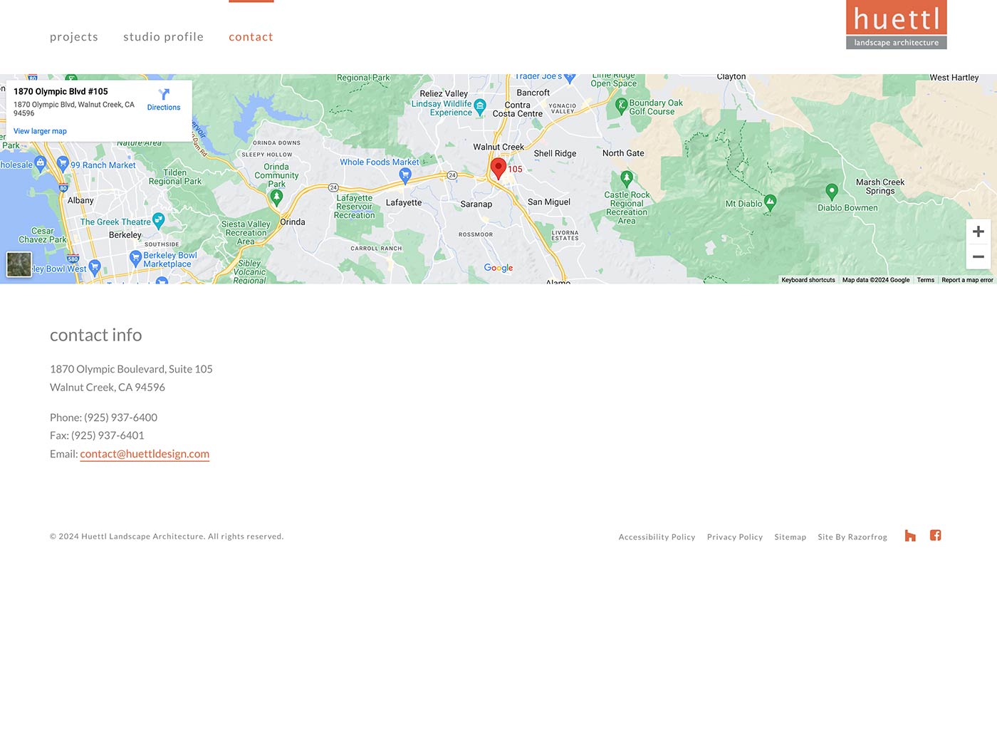 Huettl Landscape Architecture Contact Page