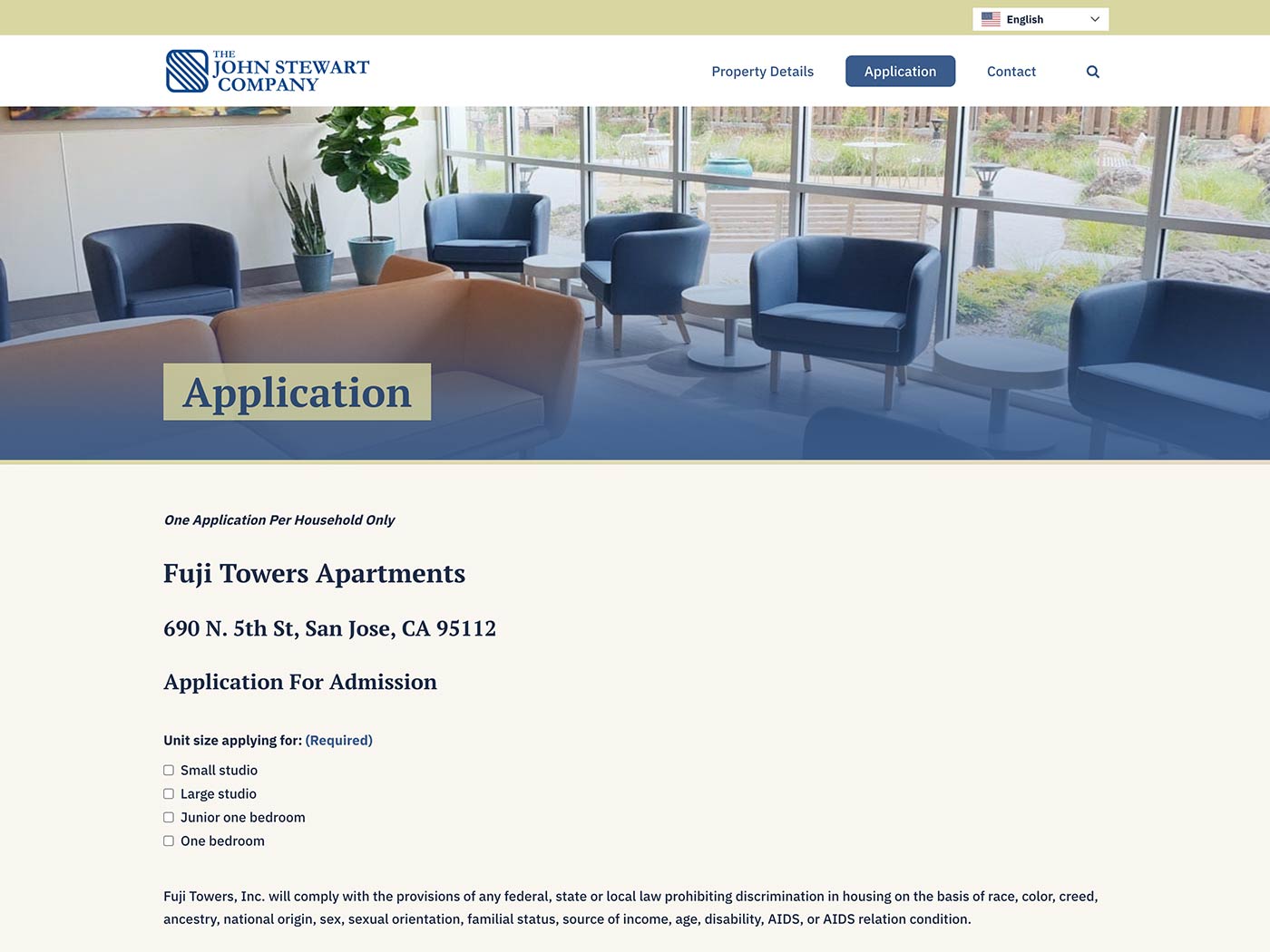 Fuji Towers Application for Residency Page