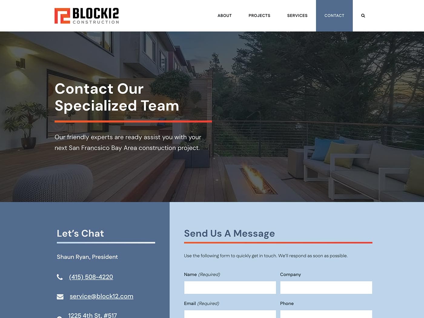 Block12 Construction Contact Page 1