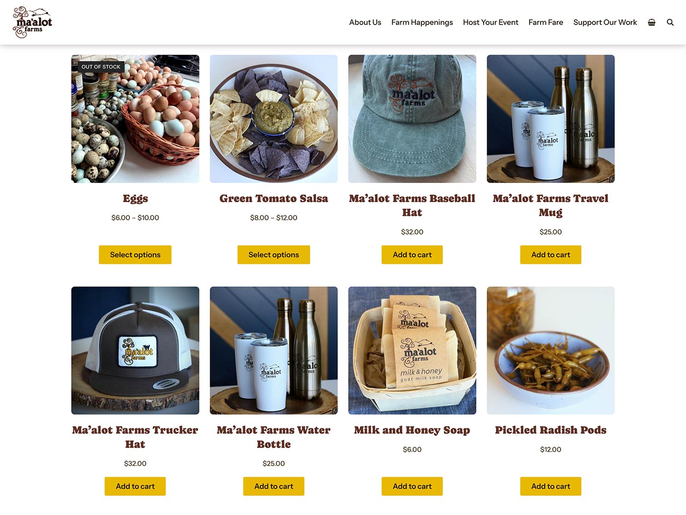 Ma'alot Farms Shop Page