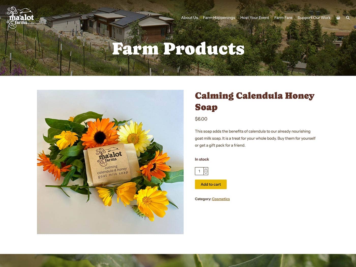 Ma'alot Farms Single Product Page