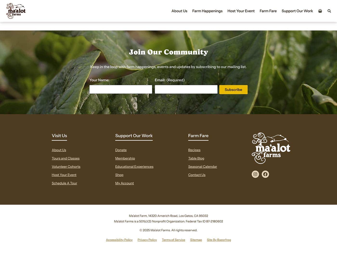 Ma'alot Farms Footer