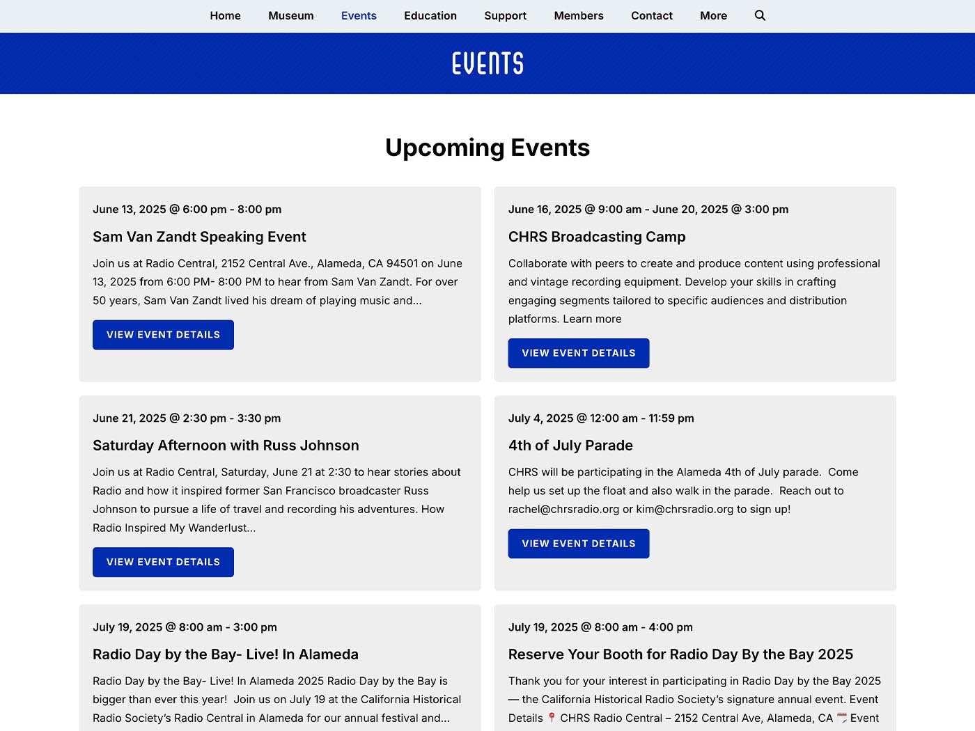 CHRS Events Page