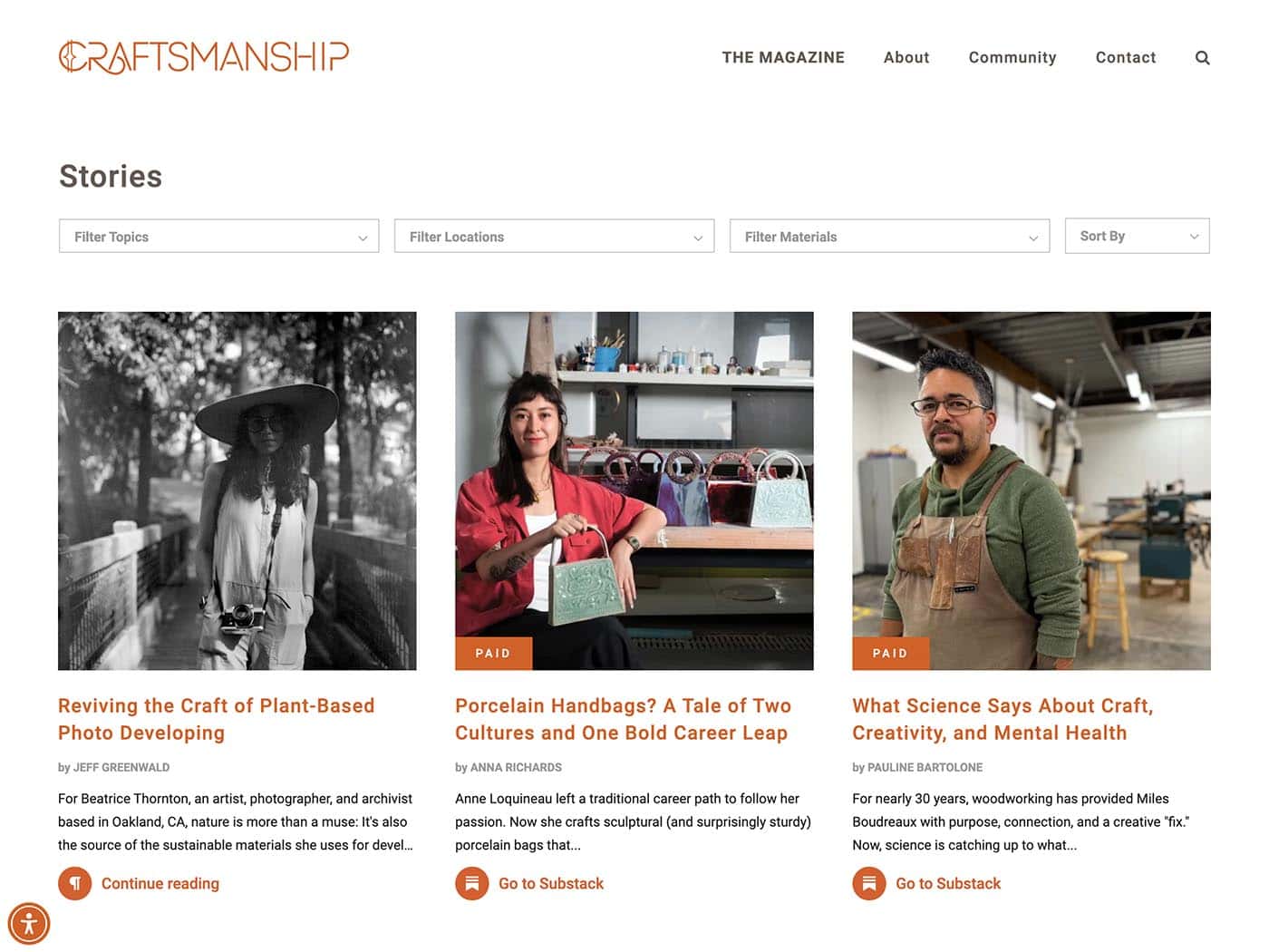 The Craftsmanship Initiative Stories Page