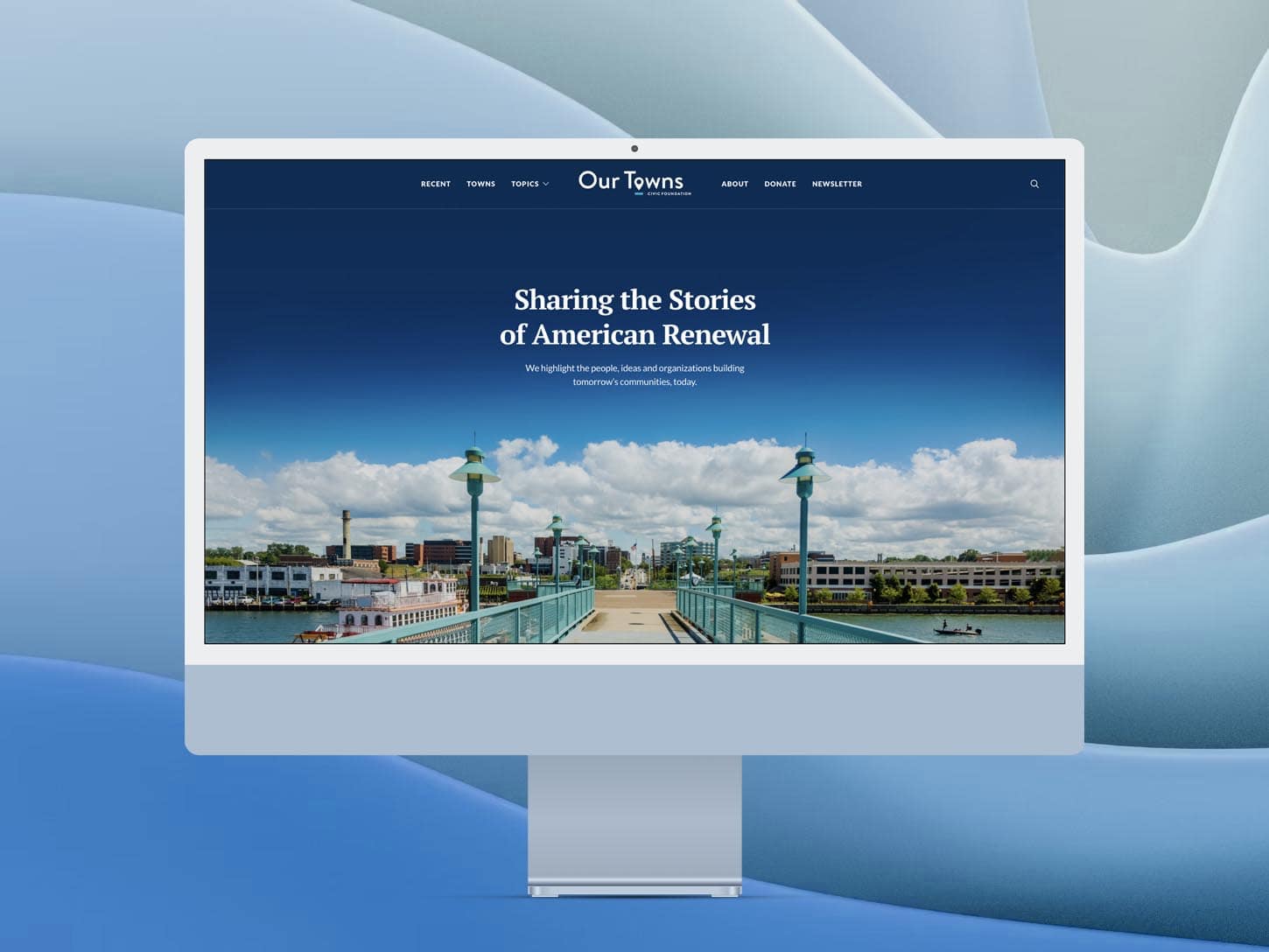 Our Towns Civic Foundation website viewed on an iMac