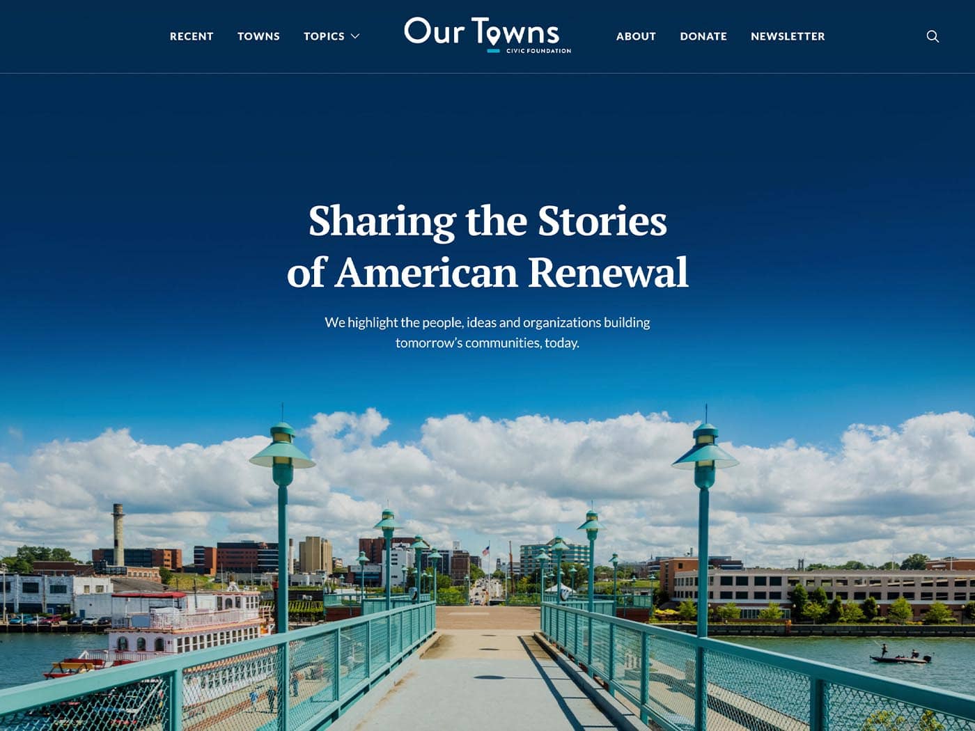 Our Towns Civic Foundation Homepage top section