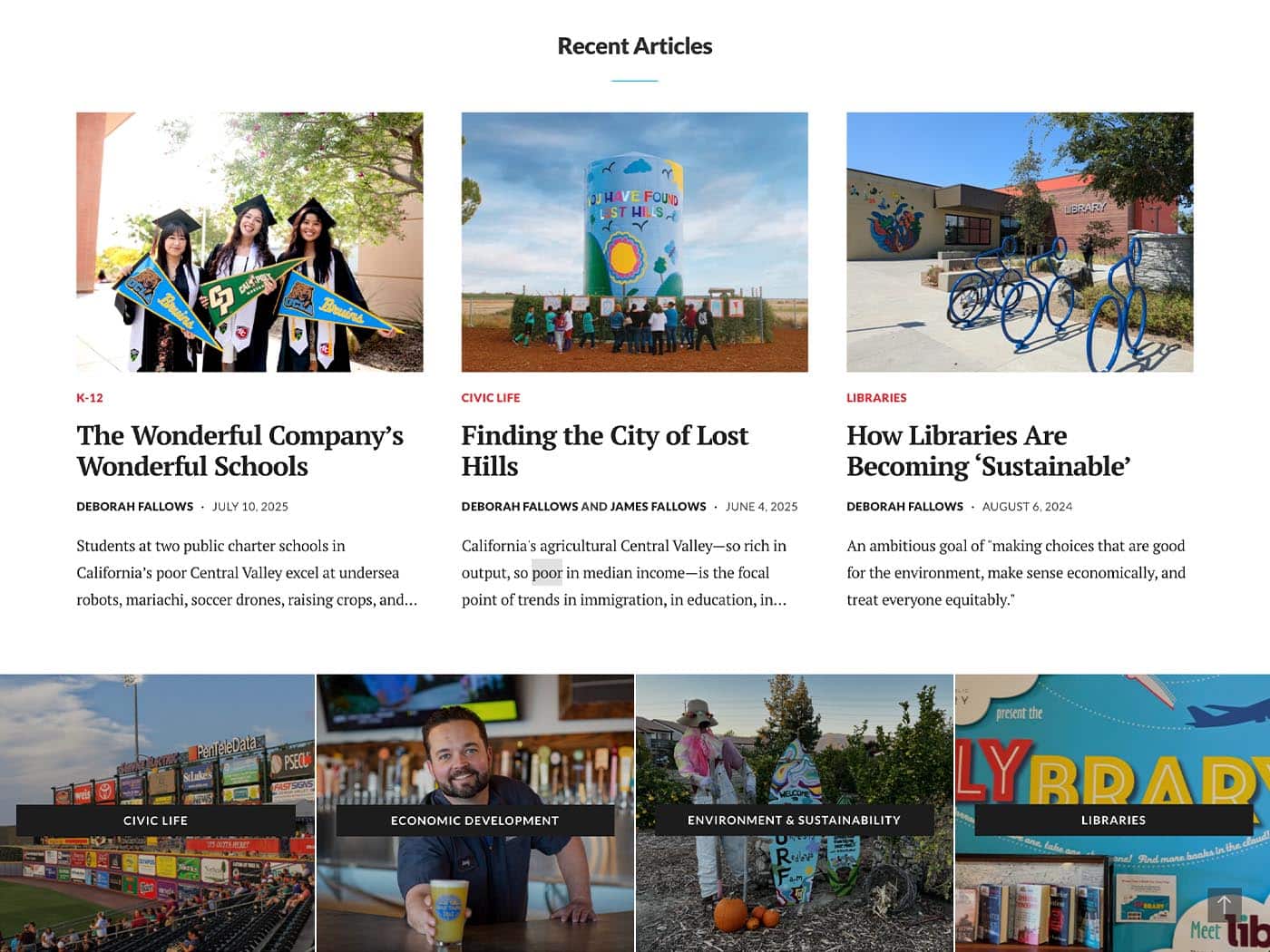 Our Towns Civic Foundation Homepage middle section