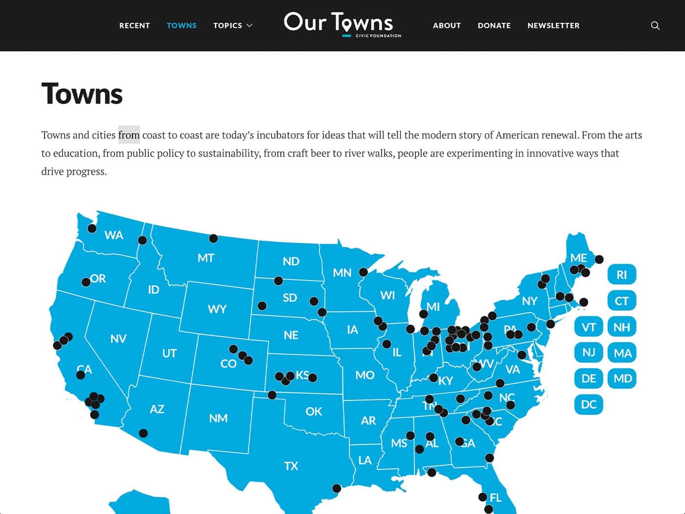 Our Towns Civic Foundation Towns Map Page