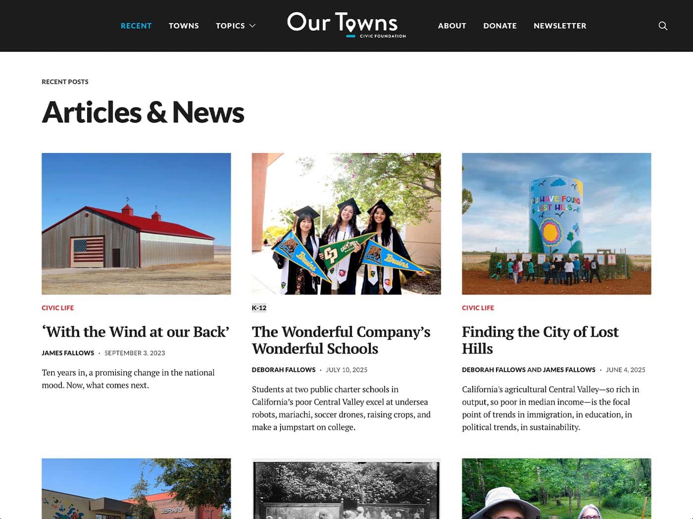 Our Towns Civic Foundation Articles & News Page
